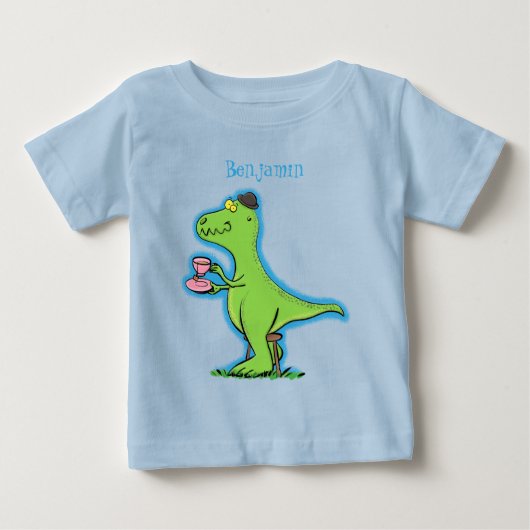 Cute grappengroene t rex dinosaur cartoon (Voorkant)