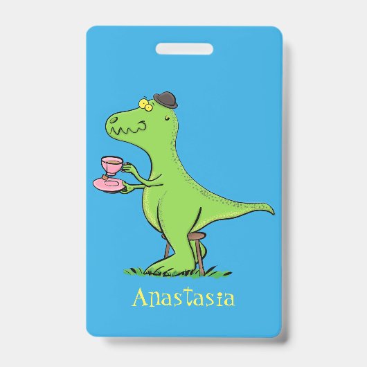 Cute grappengroene t rex dinosaur cartoon badge (Voorzijde)