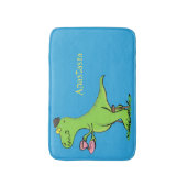 Cute grappengroene t rex dinosaur cartoon badmat (Voorkant Verticaal)