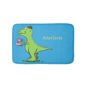 Cute grappengroene t rex dinosaur cartoon badmat