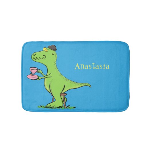 Cute grappengroene t rex dinosaur cartoon badmat (Voorkant)
