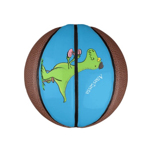 Cute grappengroene t rex dinosaur cartoon basketbal (Verticaal)