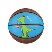 Cute grappengroene t rex dinosaur cartoon basketbal (Voorkant)
