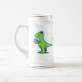 Cute grappengroene t rex dinosaur cartoon bierpul (Links)