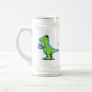 Cute grappengroene t rex dinosaur cartoon bierpul