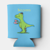 Cute grappengroene t rex dinosaur cartoon blikjeskoeler (Achterkant)