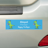 Cute grappengroene t rex dinosaur cartoon bumpersticker (Op auto)