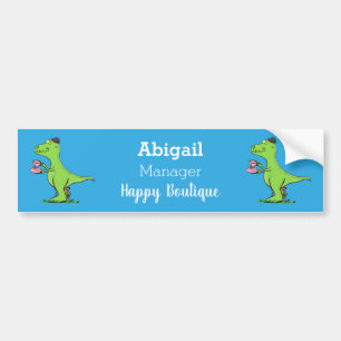 Cute grappengroene t rex dinosaur cartoon bumpersticker