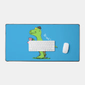 Cute grappengroene t rex dinosaur cartoon bureaumat (Keyboard & Muis)