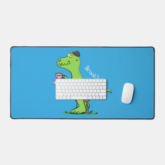 Cute grappengroene t rex dinosaur cartoon bureaumat (Keyboard & Muis)