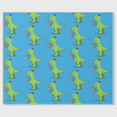 Cute grappengroene t rex dinosaur cartoon cadeaupapier (Vlak)