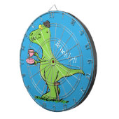 Cute grappengroene t rex dinosaur cartoon dartbord (Voorkant Rechts)