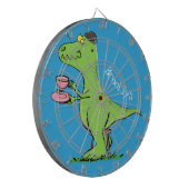 Cute grappengroene t rex dinosaur cartoon dartbord (Voorkant Links)
