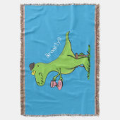 Cute grappengroene t rex dinosaur cartoon deken (Voorkant Verticaal)