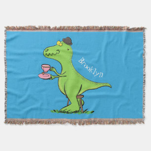 Cute grappengroene t rex dinosaur cartoon deken