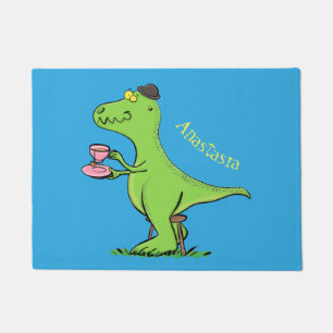 Cute grappengroene t rex dinosaur cartoon deurmat