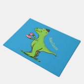 Cute grappengroene t rex dinosaur cartoon deurmat (Schuin)