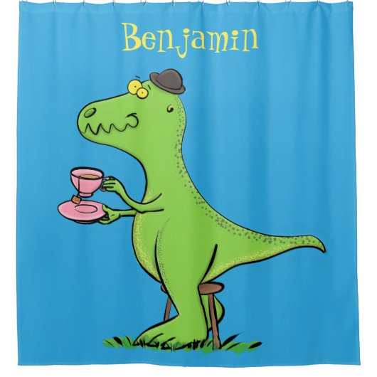 Cute grappengroene t rex dinosaur cartoon douchegordijn (Voorkant)