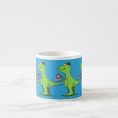 Cute grappengroene t rex dinosaur cartoon espresso kop (Voorkant)