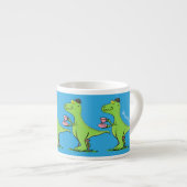 Cute grappengroene t rex dinosaur cartoon espresso kop (Voorkant rechts)