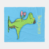 Cute grappengroene t rex dinosaur cartoon fleece deken (Voorkant (Horizontaal))