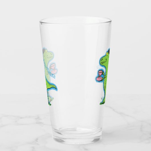 Cute grappengroene t rex dinosaur cartoon glas (Links)