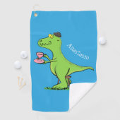 Cute grappengroene t rex dinosaur cartoon golfhanddoek (Insitu)