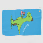 Cute grappengroene t rex dinosaur cartoon golfhanddoek (Horizontaal)