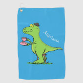 Cute grappengroene t rex dinosaur cartoon golfhanddoek (Voorkant)