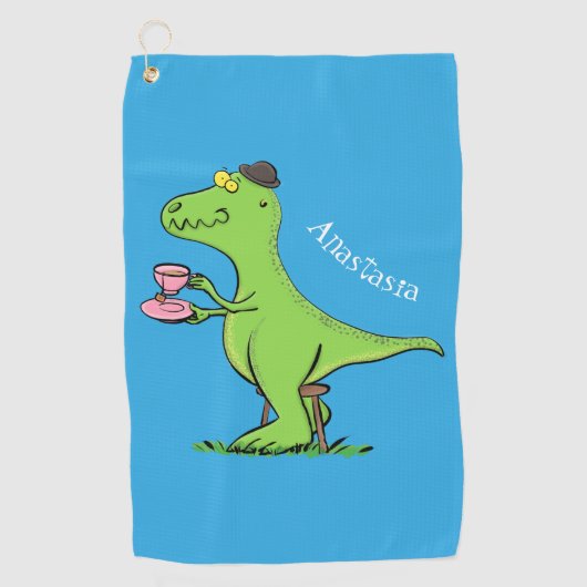 Cute grappengroene t rex dinosaur cartoon golfhanddoek (Voorkant)