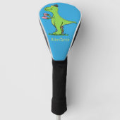 Cute grappengroene t rex dinosaur cartoon golfheadcover (Voorkant)
