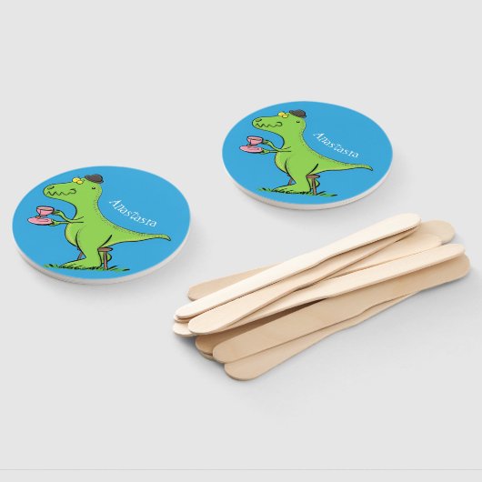 Cute grappengroene t rex dinosaur cartoon handwaaier (Niet-gemonteerd)