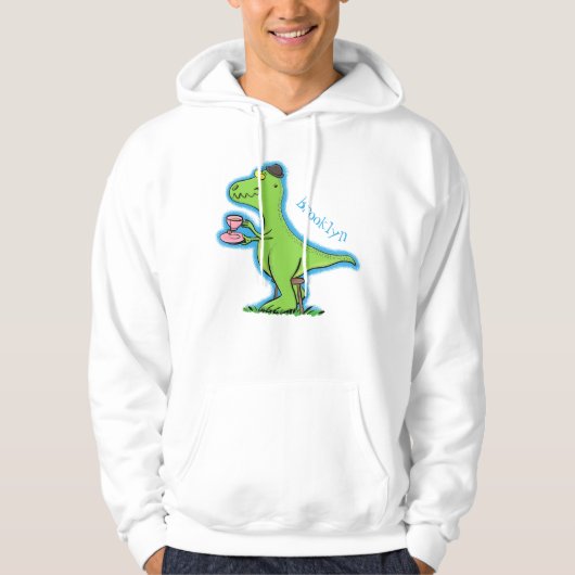 Cute grappengroene t rex dinosaur cartoon hoodie (Voorkant)