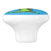 Cute grappengroene t rex dinosaur cartoon keramische knop (Zijkant)