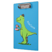 Cute grappengroene t rex dinosaur cartoon klembord (Links)