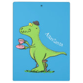 Cute grappengroene t rex dinosaur cartoon klembord (Achterkant)