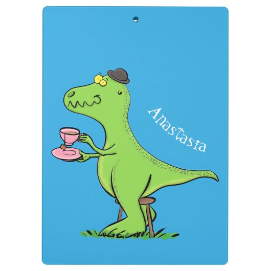 Cute grappengroene t rex dinosaur cartoon klembord (Achterkant)