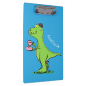 Cute grappengroene t rex dinosaur cartoon klembord (Rechts)