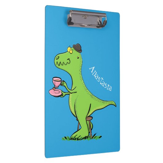 Cute grappengroene t rex dinosaur cartoon klembord (Rechts)