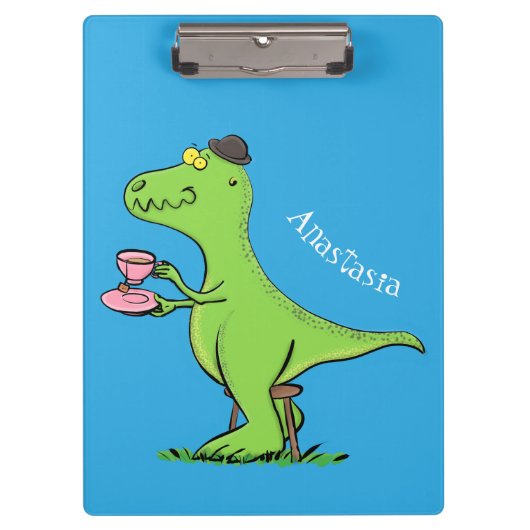 Cute grappengroene t rex dinosaur cartoon klembord (Voorkant)