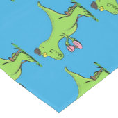 Cute grappengroene t rex dinosaur cartoon korte tafelloper (Hoek)