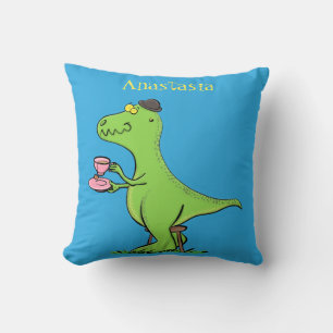 Cute grappengroene t rex dinosaur cartoon kussen