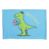 Cute grappengroene t rex dinosaur cartoon kussensloop (Voorkant)