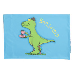 Cute grappengroene t rex dinosaur cartoon kussensloop