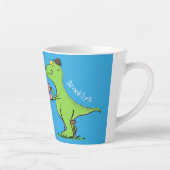 Cute grappengroene t rex dinosaur cartoon latte mok (Rechts)
