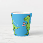 Cute grappengroene t rex dinosaur cartoon latte mok (Voorkant)