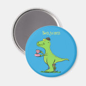 Cute grappengroene t rex dinosaur cartoon magneet (Voorkant / Achterkant)
