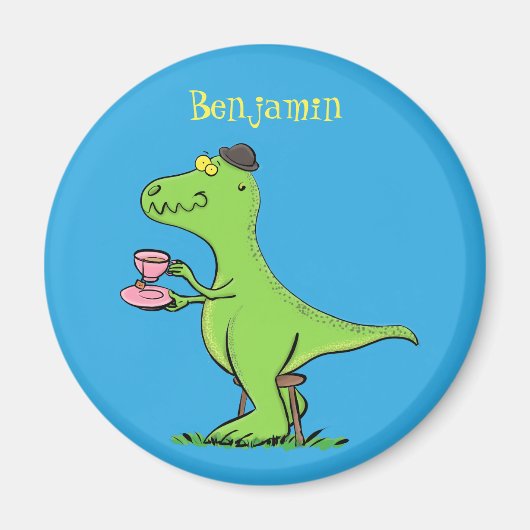 Cute grappengroene t rex dinosaur cartoon magneet (Voorkant)