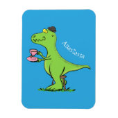 Cute grappengroene t rex dinosaur cartoon magneet (Verticaal)