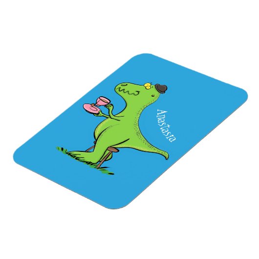 Cute grappengroene t rex dinosaur cartoon magneet (Linkerzijde)